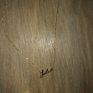 JULIA NAME NECKLACE - GOLD FILLED 16” CZ STONE